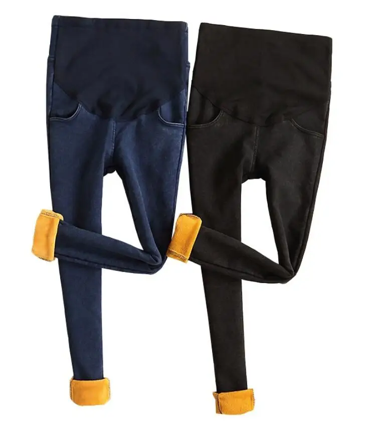 

Fall Winter Plus Velvet Warm Maternity Jeans Stretch Maternity Clothes for Pregnant Women Pencil Pants Trousers for Pregnancy