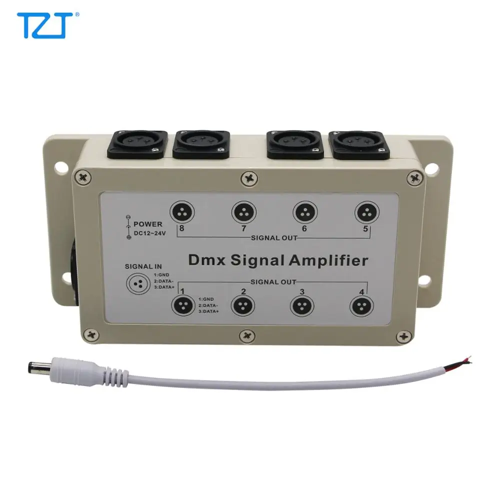 TZT 8-канальный усилитель сигнала DMX 1000V DMX512 Контроллер светильник сцены для