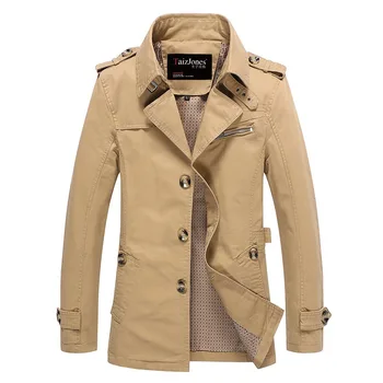 

Business Autumn Windbreaker Male Medium Length Money Leisure Jacket Coat Youth Pure Cotton Big Code Men's Wear