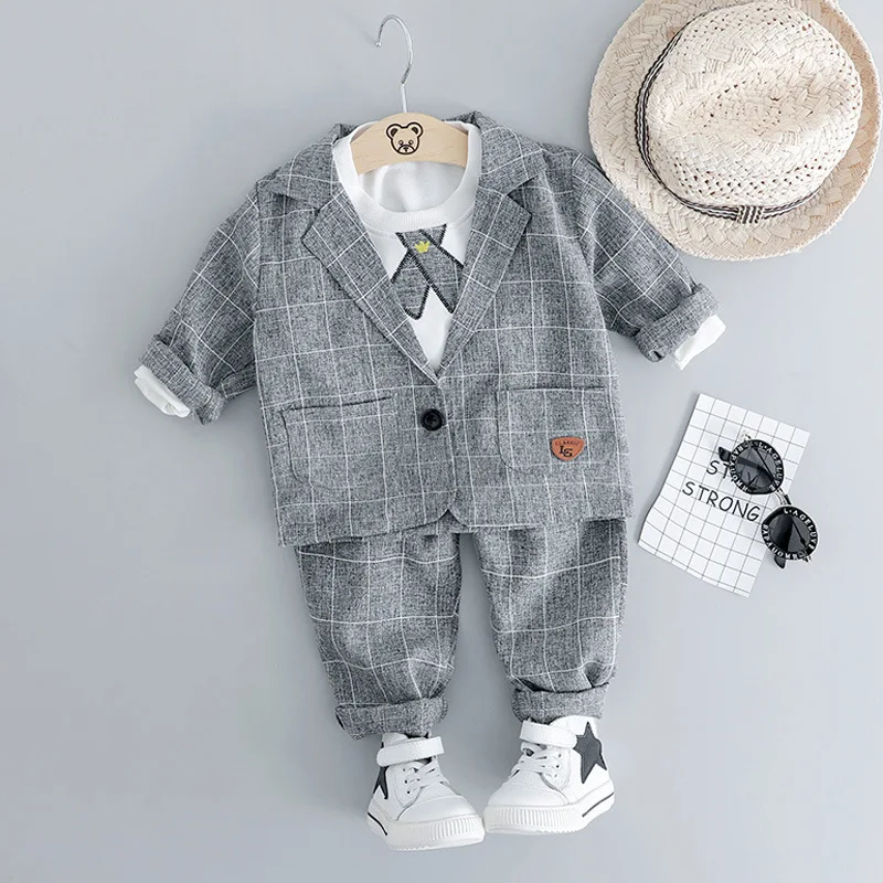 

Childrenswear 2019 Spring New Style BOY'S Baby Long Sleeve Small Suit Three-piece Set Infant Gentleman Set