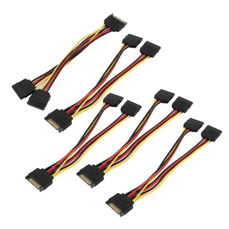 

5 pcs 15 Pin SATA Male to 2 SATA Splitter Female Power Cable