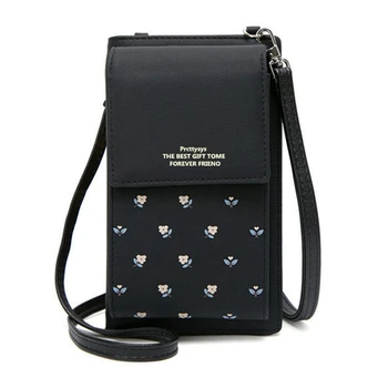 

1 PC Women Phone Wallet Multifunctional PU Leather Long Mobile Phone Bag ID Credit Card Holder Purse Wallet With Shoulder Strap