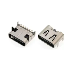 Conector Micro USB tipo C 3,1 hembra para teléfono móvil, conector de puerto de carga, 6 pines, 10 unidades por lote