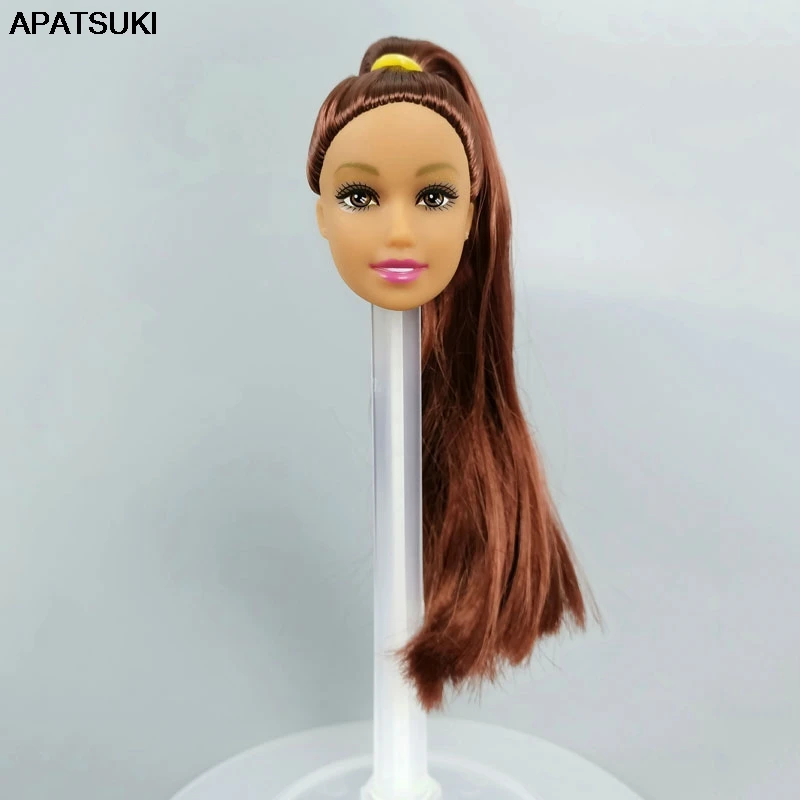 Long Brown Straight WIG Hair Doll Head For 11.5" 1/6 BJD Doll Blue Eye Heads Toy 