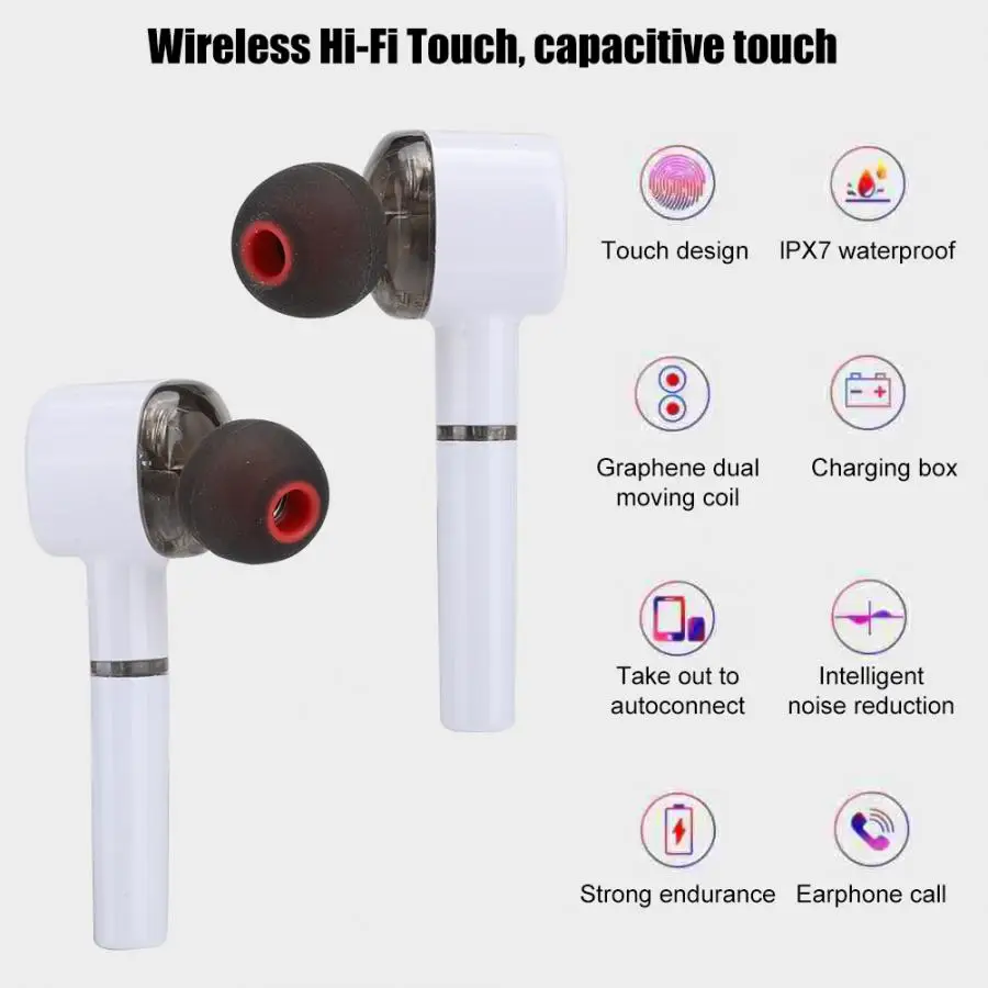 W5 TWS HIFI Bluetooth 5 0 наушники графеновые вибрирующие мембранные беспроводные вкладыши