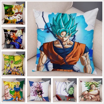 

Dragon Ball Cushion Cover for Sofa Home Cartoon Pillow Case Plush Decor Japan Anime Son Goku Vegeta Broli Pillowcase 45x45cm