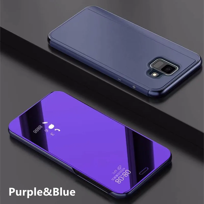Purple and Blue Зеркальный флип-чехол для samsung Galaxy S10 S9 S8 Lite J2 J3 J4 J5 J6 J7 Duo Pro Plus Prime Core Smart Clear View - Цвет: Purple and Blue
