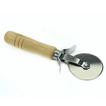 

Stainless Steel Wood Handle Pizza Wheel Cutter Pastry Pasta Dough Crimper 2cm x 5.5cm x 17cm