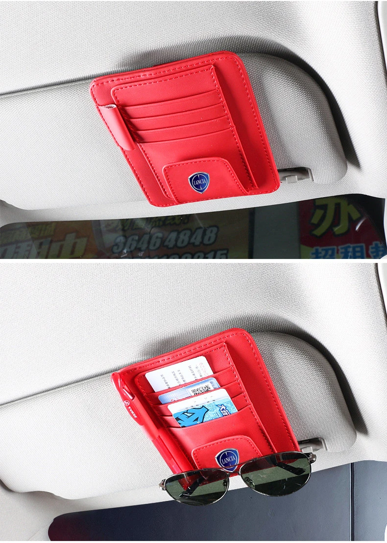 Automotivo para Lancia Organizadora para Guardar o Sol em Couro para Cartões Porta-sol Stratos Delta Ypsilon Bolsa 6 ??????5