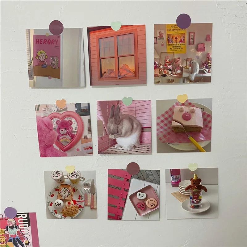 9 листов, розовая девушка, Серия декоративных открыток, реквизит для фотосъемки, открытки, творческие наклейки на стену «сделай сам», Подарочные поздравительные открытки