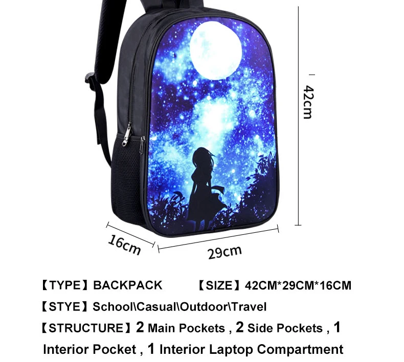 Темный готический рюкзак с изображением ангела/грима Жнеца/животного волка для мальчиков-подростков, школьные сумки в стиле панк, женские мотоциклетные мужские дорожные сумки