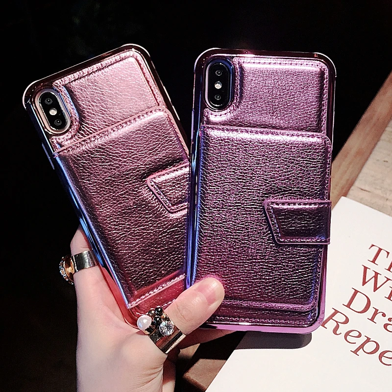 Флип зеркальный кошелек кожаный чехол для телефона для iPhone Xs Max чехол XR X 8 7 6S 6 Plus роскошный ТПУ PU зеркальный чехол с отделениями для карт