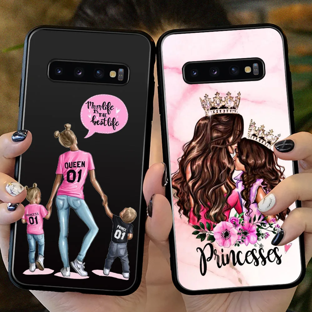 Модный черный мягкий чехол из ТПУ Super Mum girls для Galaxy S10 Plus S20 S10e S7 S8 S9 edge Note 8 9 10