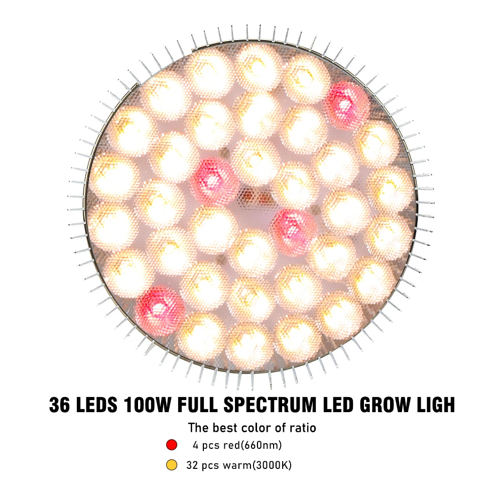Description Picture 4 of item100W LED Grow Light Full Spectrum E27 Growing Bulb Fitolamp LED for Indoor Hydroponics Growbox Flowers Plants Growth Lamp
