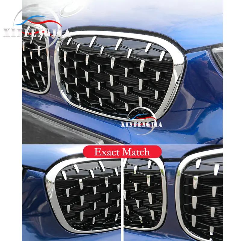 For BMW X1 F48 16-19 2PCS Front Star Network Radiator Grille Air Grille Kidney Grille Set Decorate