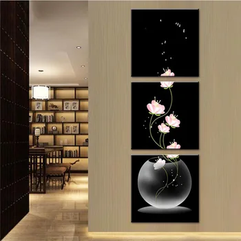 

Home Decor Modular Picture Painting Canvas Cuadros 3 Piece Beautiful FLower Porch Vertical Art Wall Printed For Modern Frames