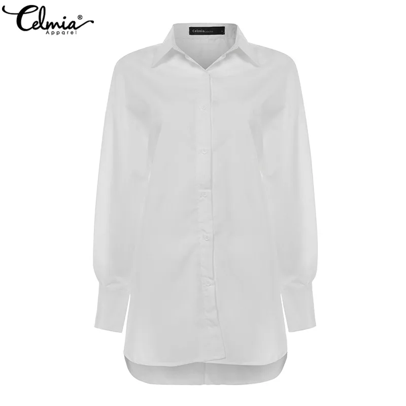 Women's Shirts Stylish Tops and Blouses 2019 Celmia Lapel Casual Solid Long Sleeve Buttons Asymmetric Ladies Baggy Blusas S-5XL