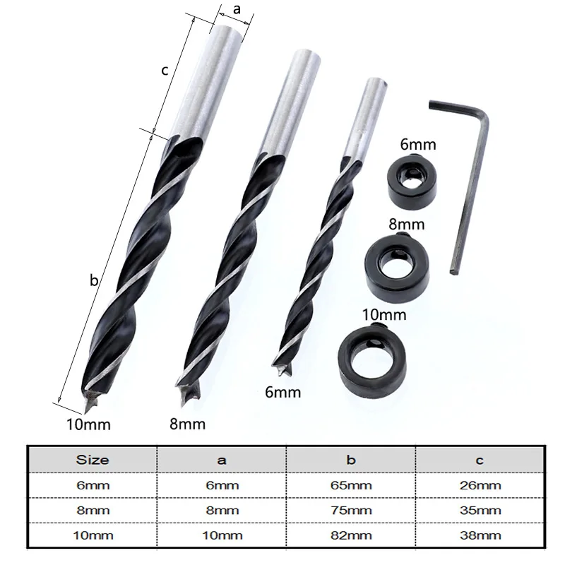 7Pcs Drill Set Дюбель джиг 6 8 10 мм Дерево HSS сверла деревообрабатывающий джиг ABS пластик карманное отверстие джиг сверло руководство инструмент для столярных работ - Color: 7Pcs Drill Set