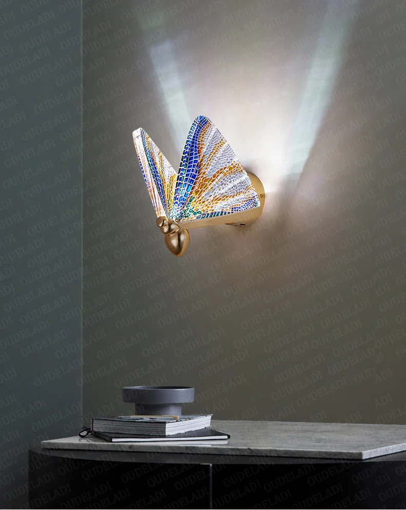 Nórdico moderno lâmpada de parede borboleta, minimalista,