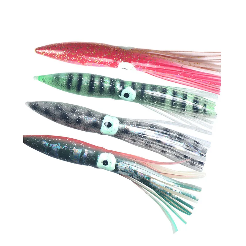2 Teile/los hohe qualität Gummi Tintenfisch Röcke 11 cm 5g Octopus Weiche Angeln Lockt Thunfisch Segelfisch Köder farben Weichen köder Weiche Köder