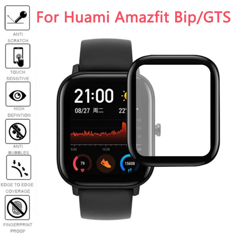 

FIFATA New 3D Curved Edge Full Coverage Soft Clear Protective Film Cover For Xiaomi Amazfit GTS/Bip LCD Scteen TPU Soft film