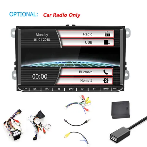 Car radio only Podofo автомобильный мультимедийный плеер 9 ''автомобильный Радио 2 DIN аудио стерео Android Зеркало Ссылка FM Авторадио с сенсорным экраном Carro Coche для VW - Цвет: Car radio only