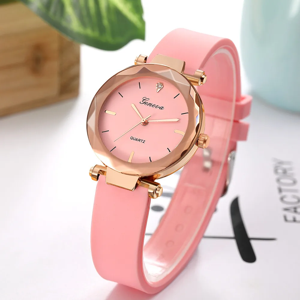 Women's watch sleek minimalist elegant quartz watch Geneva silicone fine strap quartz watch часы женские relogio feminino 50