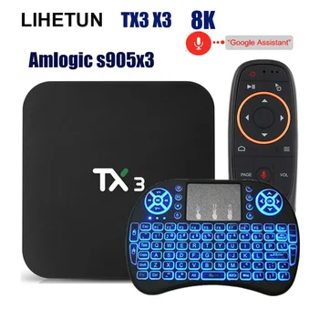 

LIHETUN Android 9.0 TV Box Amlogic S905X3 Quad Core 4G 64GB ROM 32GB 2.4G 5G Wifi Netflix Youtube Google Play 8k Set Top Box TX3