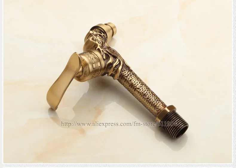 Antique Dragon Lever Handle Wall Mount Outdoor Garden Faucet Laundry Mop Sink Washing Machine Basin Faucets Hose Water Tap