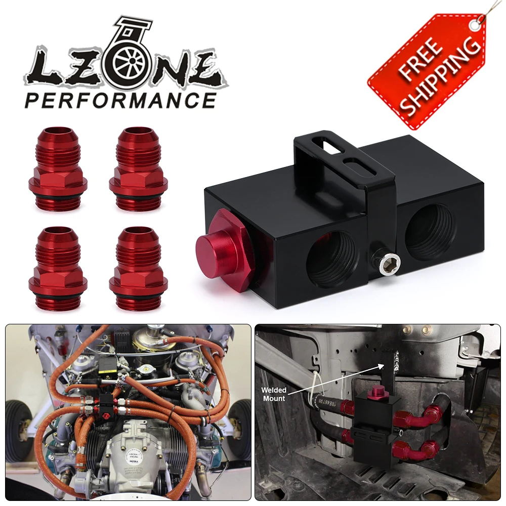 

FREE SHIPPING - Oil Filter Sandwich Adaptor With In-Line Oil Thermostat AN10 fitting Oil Sandwich Adapter JR5672BK
