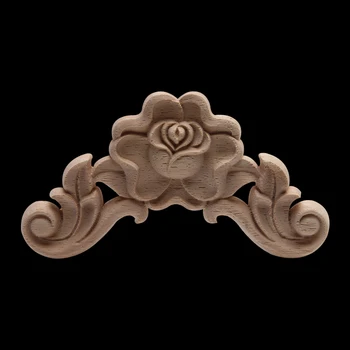 

Wood Applique Onlay Wood Decal Rubber Wood Carved Unpainted Decoration Floral Large Furniture Doors Walls Hot Sale Exquisite