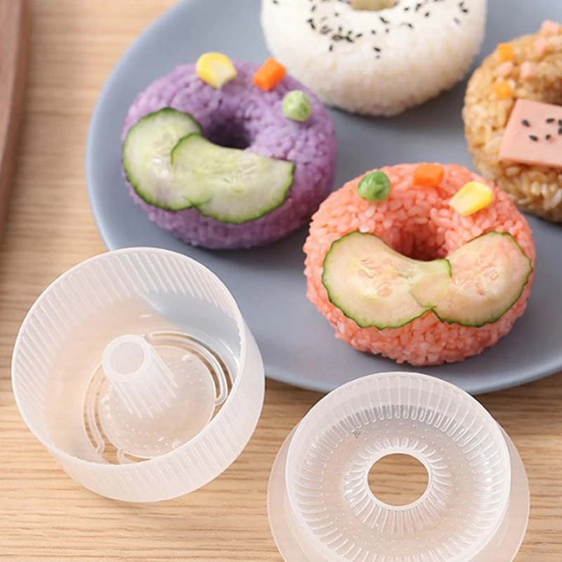 2 Pcs Donut Round Rice Ball Mold Non-Stick Sushi Maker DIY Easy Rice Ball Press Mold Bento Set Kitchen Accessory