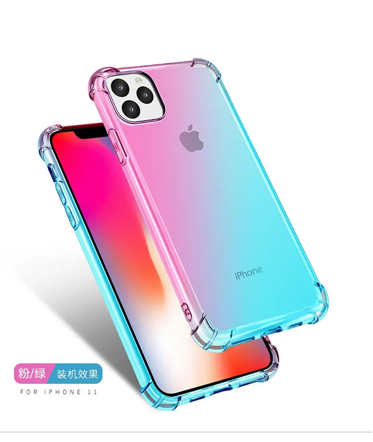 Градиентный Ультратонкий чехол для iPhone 11 Pro MAX прозрачный силиконовая в цветах