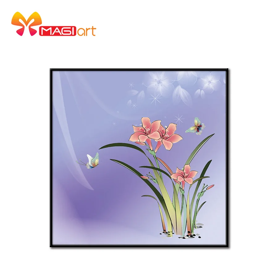 

Cross stitch kits Embroidery needlework sets 11CT water soluble canvas patterns 14CT Floral style orchids-NCMF189