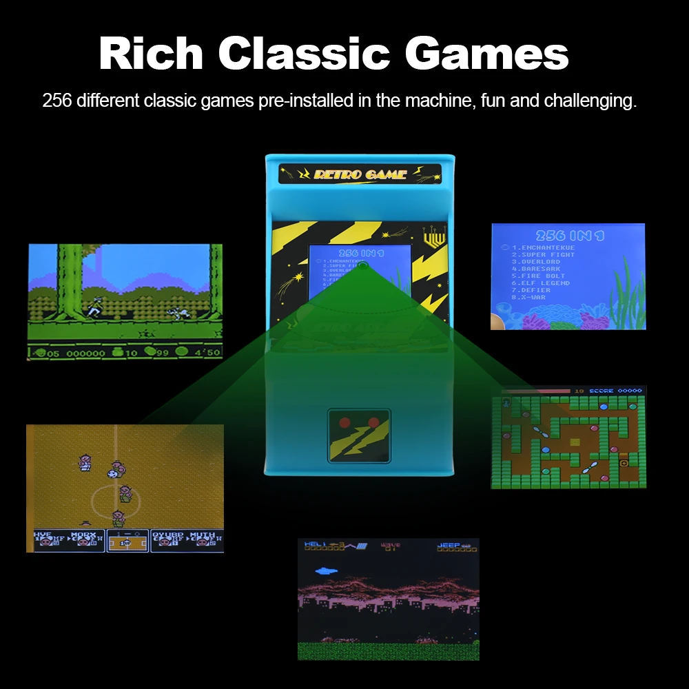 Ретро миниатюрная аркадная игровая консоль портативная игровая машина 256 классические игры 2," экран с проводным геймпадом AV Out подарок для детей