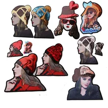 1 шт. красивая девушка Аватар блесток значок вышитые железные нашивки для одежды DIY полосатая одежда наклейки на заказ значки