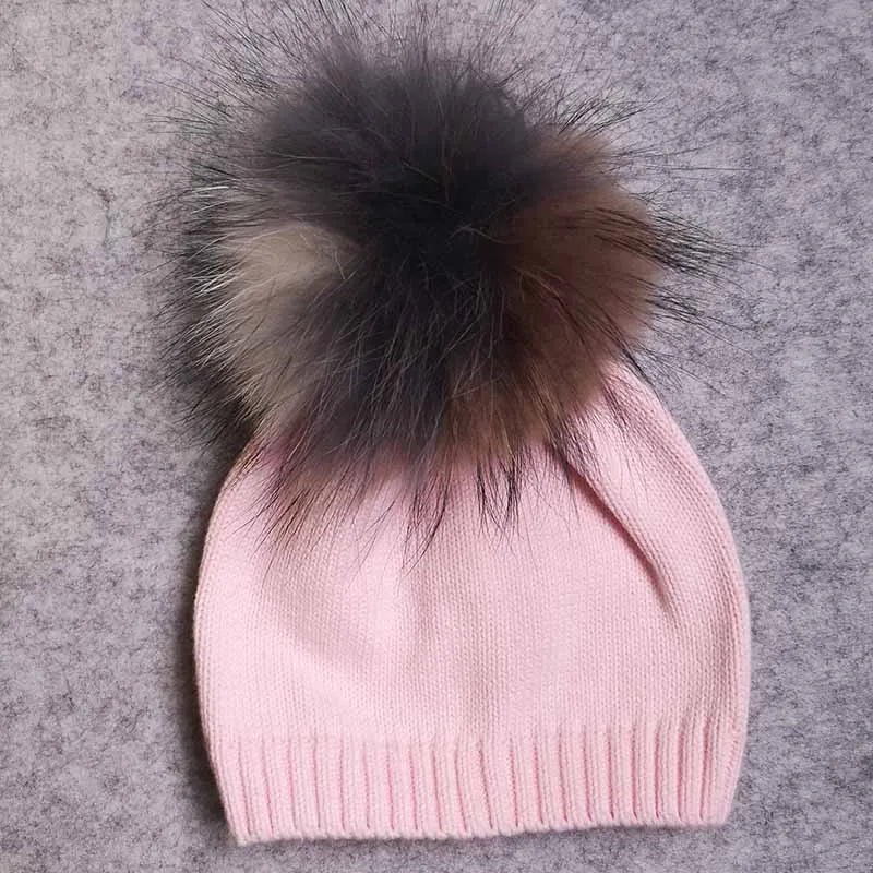 pink 1 Зимняя шапка с меховым помпоном для новорожденных девочек, детские хлопковые вязаные шапочки, шапки Skullies, шапка, Осенняя шапочка Enfant Gorro - Цвет: pink 1