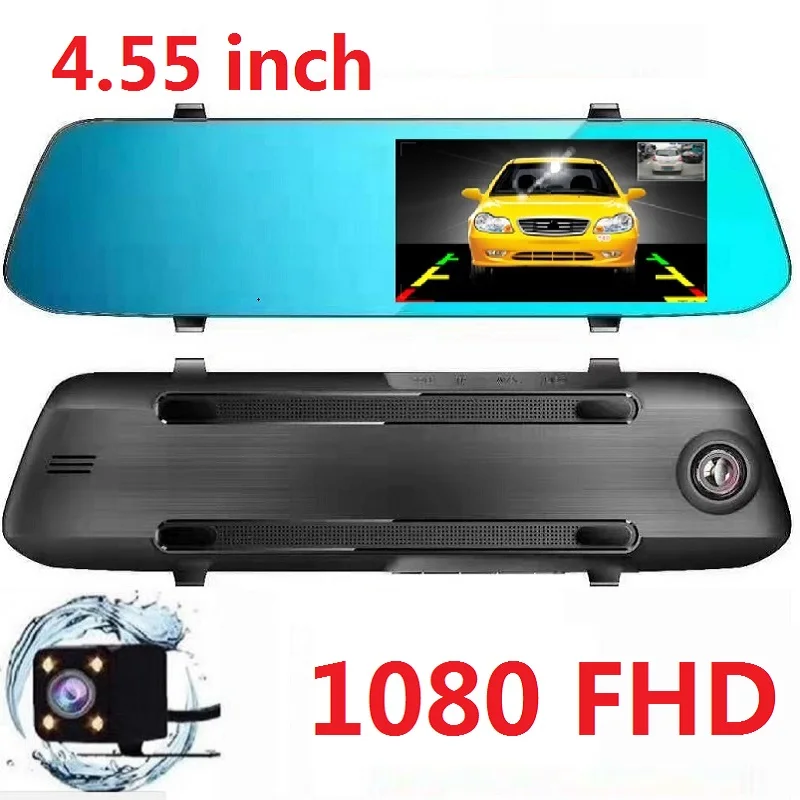 Автомобильный видеорегистратор 4,55 дюймов зеркало заднего вида FHD 1080P видеорегистратор с двумя объективами видеорегистратор ночного видения авто регистратор видеорегистратор