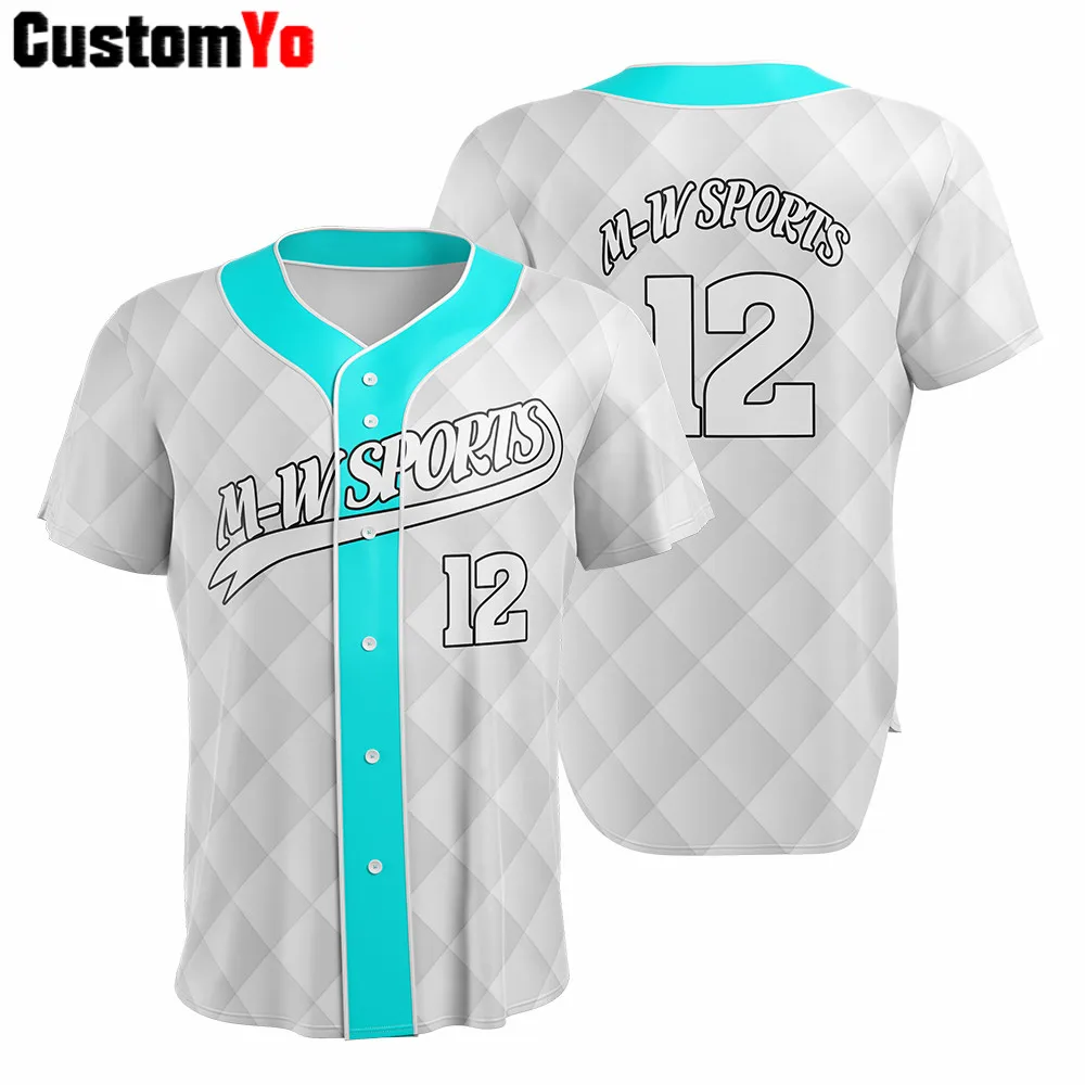 Teal Custom Sublimation Printing Your Own Design OEM Blank Baseball Jerseys - Цвет: Teal