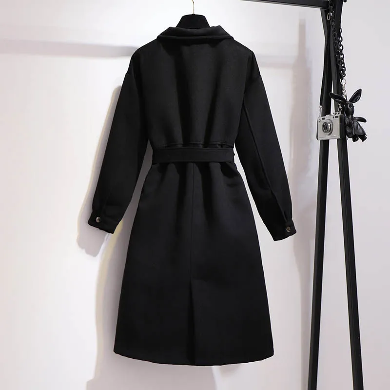 Осенне-зимнее женское пальто размера плюс, обхват груди 155 см, 6XL, 7XL, 8XL, 9XL, 10XL, шерстяное Женское пальто черного и серого цветов