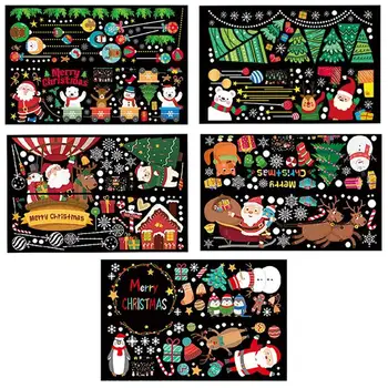 

DIY Glass Window Stickers Santa Owls Tree Christmas White Snowflakes Pendant Wall Window Glass Sticker Christmas Decoration