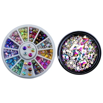 Tanie 1 Box 5Mm Nail Naklejka Artystyczna Wskazówka Naklejka Akrylowa Diy I 1 Box Mieszane 3D Kryształki Do Stylizacji Paznokci Ozdoby Kryształowe Klejnoty Kolorowe