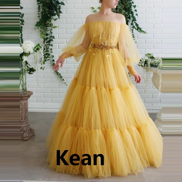 Old Yellow Evening Dress Off Shoulder 