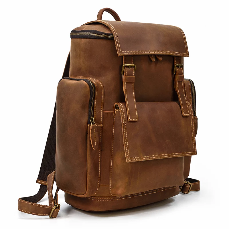 Best Seller MAHEU Vintage Leather Backpack Big Capacity Crazy Horse ...