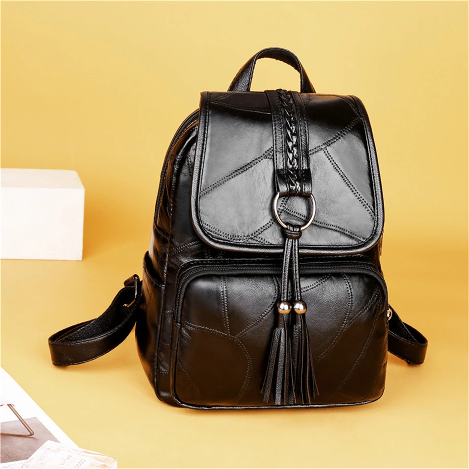 Элегантные женские рюкзаки с кисточками Mochila Feminina, мягкие кожаные школьные рюкзаки для девочек, большой вместительный дорожный рюкзак Bolso Mujer