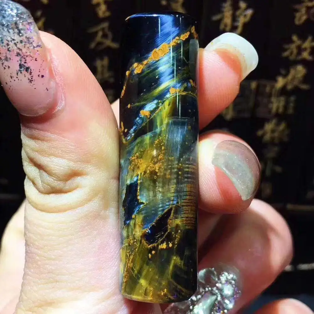 Натуральный Синий желтый кулон Pietersite для женщин и мужчин 47,6x13,4 мм бусины баррель в бамбийском стиле Модные ювелирные изделия кулон сертификат AAAAA