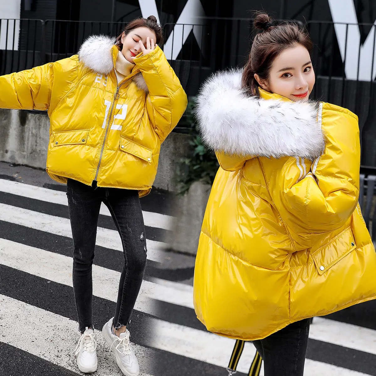 

Short Thick Warm down Coat Women's 2019 Winter New Style Short-height Loose-Fit Slimming down Jacket Cotton-padded Clothes Detac