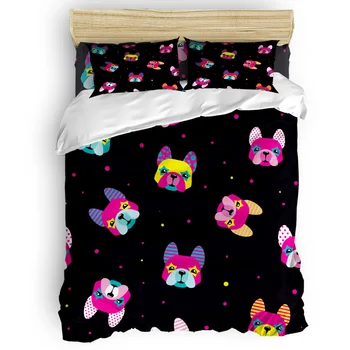 

Home Animal Duvet Cover Puppy Bedding Set Colored Pattern Bedding Set 4 Pcs Luxury Comforter Bedding Sets