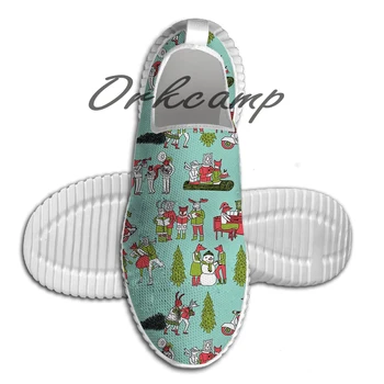 

Sport Running Shoes Woodland Christmas Turquoise by Andrea Lauren Light Weight Walking Shoes Breathable Mesh Yoga Shoes