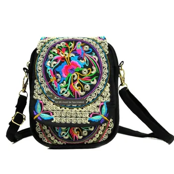 

Women Lady Ethnic Bag Wallet Shoulder Bag Embroidered Crossbody Messenger Bags Small Coins Phone Bags Chinese Vintage Style